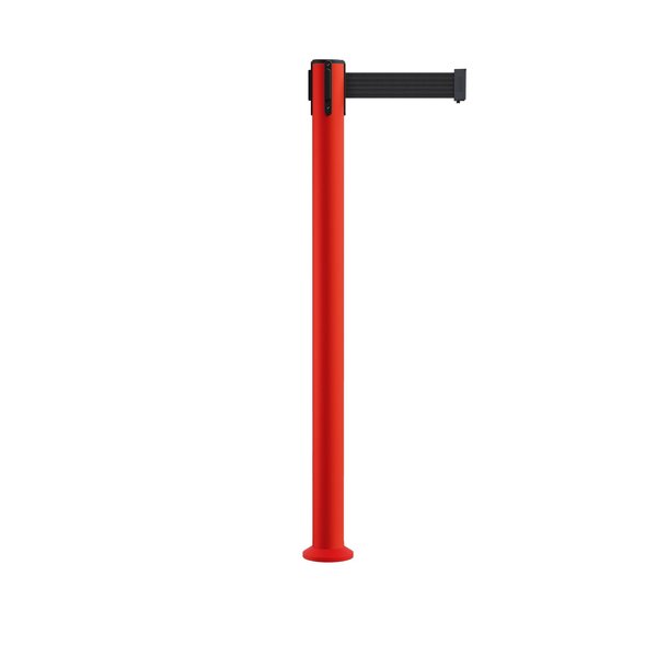 Montour Line Stanchion Belt Barrier Fixed Base Red Post 11ft.Black Belt MSX630F-RD-BK-110